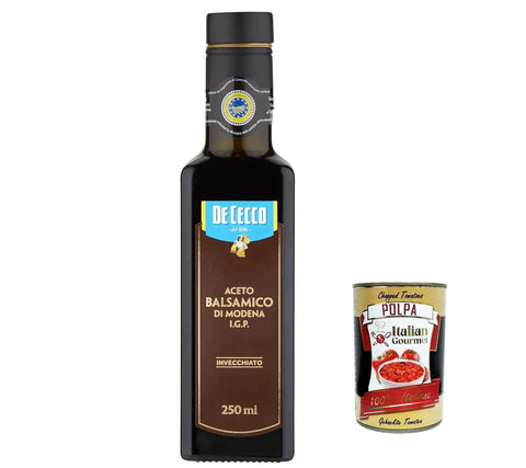 Italian Gourmet E.R. Essig 12x De Cecco Aceto Balsamic Di Modena I.G.P 250 ml Balsamic Vinegar from Modena + Italian Gourmet polpa 400g 8001250115201