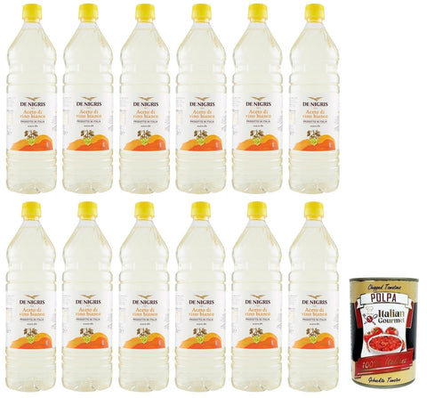 Italian Gourmet E.R. Essig 12x De Nigris Aceto di Vino Bianco,Weißweinessig,Säure 6%,PET-Flasche 1Lt + Italian Gourmet Polpa di Pomodoro 400g Dose 8032754435878