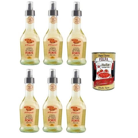 Monari Federzoni Gli Artigianali Il nostro Aceto di Vino Bianco Forte Monari Federzoni Gli Artigianali Unser starker Weißweinessig Spray 6x250 ml Original italienisch inkl. Italian Gourmet Polpa di Pomodoro 400g