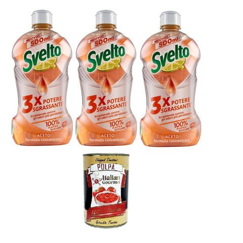 Svelto Piatti a Mano Concentrato Aceto Hand Dishes konzentrierter Essig 3x 500ml Original italienisch inkl. Italian Gourmet Polpa 400g