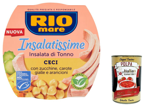 Italian Gourmet E.R. Fertiggerichte 12x Rio Mare Insalatissime Ceci Thunfischsalat Kichererbsen mit Zucchini und Karotten Fertiggerichte 160g + Italian Gourmet polpa 400g 8004030855038