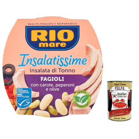 Rio Mare Insalatissime fagioli e tonno Mischung aus Bohnen und Thunfisch 3x 160g inkl. Italian Gourmet polpa 400g Original italienisch