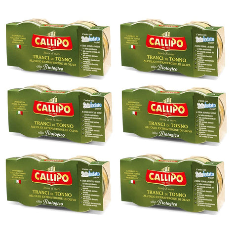 Callipo Tranci di Tonno Thunfischscheiben in Nativem Olivenöl Extra Biologisch Thunfisch ( ) 6x 2 x 80g Original italienisch