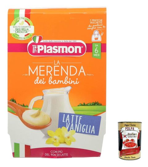 Italian Gourmet E.R. Fertiggerichte 6x Plasmon La Merenda Nutri-Mune Latte e Vaniglia 240gr (2x 120g) + Italian Gourmet polpa 400g 8001040091531