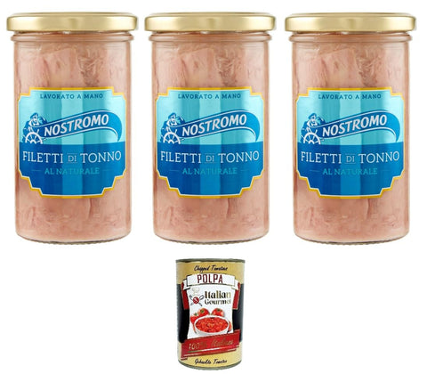 Italian Gourmet E.R. Fertiggerichte Nostromo Filetti di tonno al Naturale Natürliche Thunfischfilets 3x 250gr+ Italian Gourmet polpa 400g 8005850999926