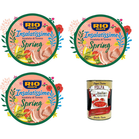 Rio Mare Insalatissime Spring Thunfischsalat 3x 220gr Original italienisch inkl. Italian Gourmet Polpa 400g