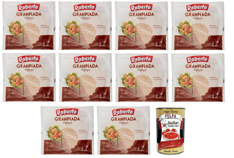 Italian Gourmet E.R. Fladenbrot & Wraps 10x Roberto GranPiada Integrale,Piadina Brot mit Vollkornmehl,Packung mit 330g, Jede Packung enthält 3 Wraps + Italian Gourmet Polpa di Pomodoro 400g Dose 8003490046758
