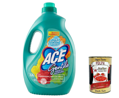 ACE Candeggina Gentile Bleach, Delicate, Feinbleichmittel für farbige und empfindliche Produkte 2,3 Litres Original italienisch inkl. Italian Gourmet Polpa 400g