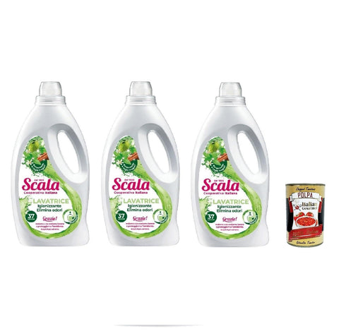 Italian Gourmet E.R. Fleckenbehandlung Scala detergente lavatrice Bergamotto e Legni Pregiati 1,5L Flüssigwaschmittel Bergamotte und Edelhölzer 3 x 1,5 l + Italian Gourmet polpa 400gr