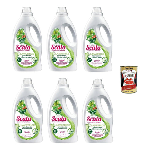 Scala detergente lavatrice Bergamotto e Legni Pregiati 1,5L Flüssigwaschmittel Bergamotte und Edelhölzer 6 x 1,5 l Original italienisch inkl. Italian Gourmet Polpa 400g