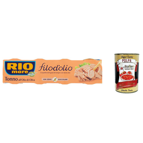 Rio Mare filo d'olio Tonno all'Olio di Oliva, Thunfisch mit weniger Olivenöl 4x65g Original italienisch Feinkost