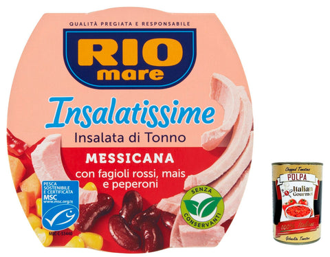 Italian Gourmet E.R. Fleisch, Geflügel & Wild 12x Rio Mare Tonno Insalatissime Messicana Thunfisch rote Bohnen, Mais & Paprika + Italian Gourmet polpa 400g 8004030026018