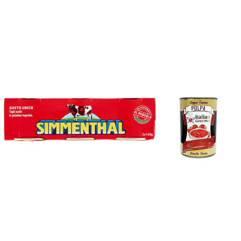 Simmenthal carne in scatola, Rindfleisch in Aspik 3x 140g 100% Italienisch Fleisch Aspikfleisch 12x Original italienisch inkl. Italian Gourmet Polpa 400g