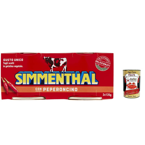Simmenthal con Peperoncino Fertiggericht aus Rindfleisch in Gemüsegelee Dosenfleisch mit Chili ( ) 12x 2 x 135g inkl. Italian Gourmet polpa 400g Original italienisch