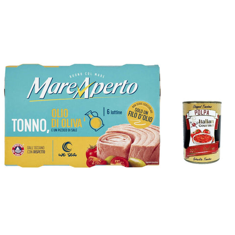 Mare Aperto Tonno Thunfisch mit einem Spritzer Olivenöl Thunfisch konserven wilder Thunfisch 6x60g Original italienisch Feinkost