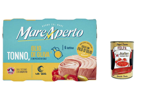 Mare Aperto Tonno Thunfisch mit einem Spritzer Olivenöl Thunfisch konserven wilder Thunfisch 6x60g Original italienisch Feinkost