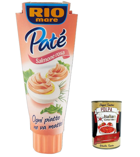 Italian Gourmet E.R. Fleisch, Geflügel & Wild 3x Rio Mare Patè Tonno Salmone rosa Lachs Thunfischcreme 100g Streichfähige + Italian Gourmet polpa 400g 8032804040014