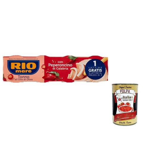 Rio Mare Tonno all'Olio di Oliva con Peperoncino di Calabria Tonno all'Olio di Oliva con Peperoncino di Calabria 48x 80 g inkl. Italian Gourmet polpa 400g Original italienisch