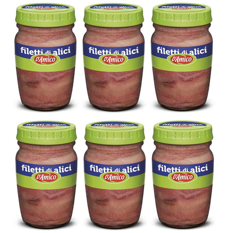 D'amico Filetti di Alici Sardellenfilets in Sonnenblumenöl Sardellen 6x 140g Original italienisch