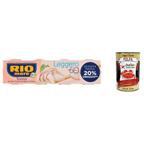 Rio Mare Tonno all'Olio Extra Vergine di Oliva Leggero, leichten Thunfisch mit extra nativenOlivenöl 6x 4 x 60 g inkl. Italian Gourmet poolpa 400g Original italienisch