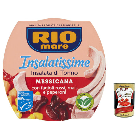 Rio Mare Tonno Insalatissime Messicana Thunfisch rote Bohnen, Mais & Paprika 6x inkl. Italian Gourmet polpa 400g Original italienisch