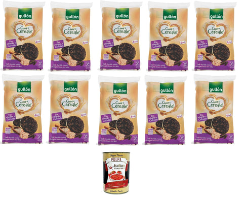Italian Gourmet E.R. Flips Gullon Cuor di Cereale Gallette di Riso Integrale Ricoperte di Cioccolato Fondente Cuor di Cereal braune Reiskuchen, überzogen mit dunkler Schokolade, 10x105,2 g + Italian Gourmet polpa 400g 8032804040014