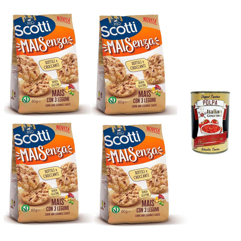 Riso Scotti Mai Senza Mais mit drei Hülsenfrüchten 4x 60gr Original italienisch inkl. Italian Gourmet Polpa 400g