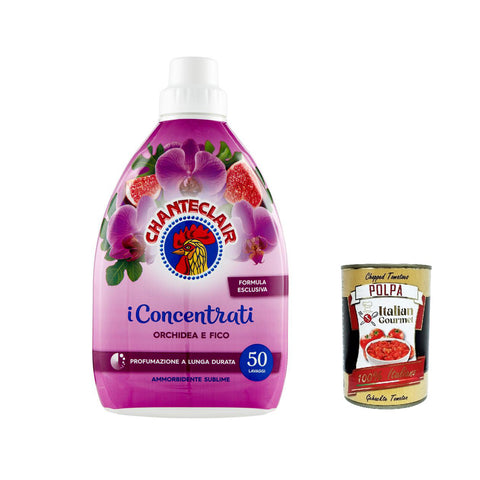 Chante Clair CHANTECLAIR i Concentrati Ammorbidente Orchidea e Fico, Weichspüler mit Orchidee und Fig 1000ml lang anhaltender Duft 50 Wäschen Waschmittel + Itlaian Gourmet polpa 6x 400g Original italienisch