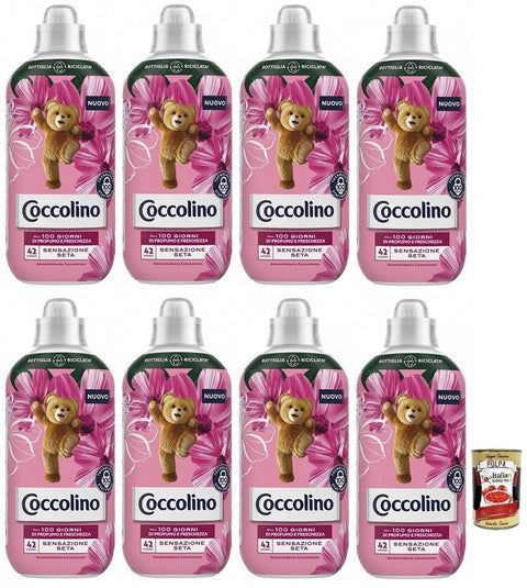 Coccolino Sensazione Seta,100 Tage Parfüm und Frische,Konzentrierter Weichspüler,Seide, 42 Wäschen, 980ml 8x Original italienisch inkl. Italian Gourmet Polpa di Pomodoro 400g Dose