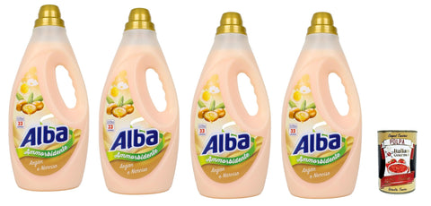 Italian Gourmet E.R. Flüssiger Weichspüler Alba Ammorbidente Argan and Daffodil, Weichspüler, Fabric Softener, 33 Wäschen, 4 x 1850 ml + Italian Gourmet polpa 400g 8032804040014