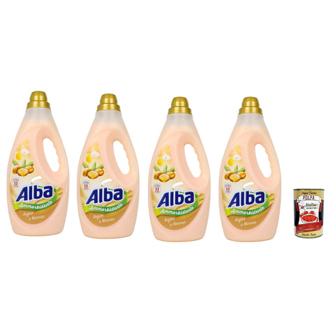 Alba Ammorbidente Argan and Daffodil, Weichspüler, Fabric Softener, 33 Wäschen 4 x 1850 ml inkl. Italian Gourmet polpa 400g Original italienisch