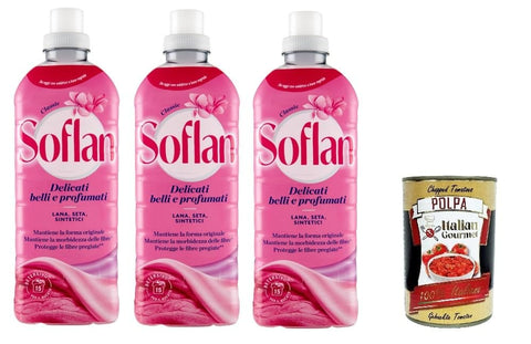 Italian Gourmet E.R. Flüssiger Weichspüler Soflan Weichspüler für Feinwäsche, schön und duftend, 3x 900 ml+ Italian Gourmet Polpa di Pomodoro 400g 8718951219328