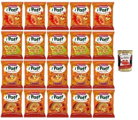 Italian Gourmet E.R. Frucht, Getreide & Joghurt Zubereitungen Plasmon Snack i Paff Testpaket Snacks, nicht frittiert und ohne Salzzusatz, perfekt für die kleinen Hände Ihres Kindes 20x15gr + Italian Gourmet polpa 400g 8032804040014