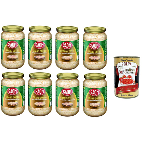 Saom Grano Cotto per Pastiera Napoletana gekochter Weizen für neapolitanische Pastiera 8x560 gr Original italienisch inkl. Italian Gourmet Polpa 400g