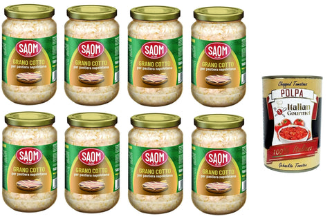 Italian Gourmet E.R. Frucht, Getreide & Joghurt Zubereitungen Saom Grano Cotto per Pastiera Napoletana gekochter Weizen für neapolitanische Pastiera 8x560 gr+ Italian Gourmet polpa 400g 8032804040014