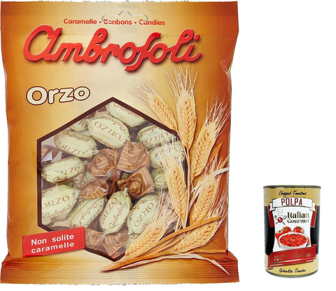 Italian Gourmet E.R. Frucht- & Kräuterbonbons 12x Ambrosoli Caramelle Orzo, Gerstenbonbons sweet 150g + Italian Gourmet polpa 400g 8006450022410
