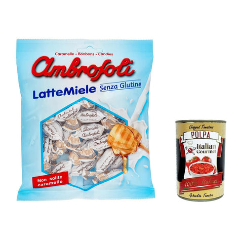 Ambrosoli Caramelle Latte e Miele, Milch - und Honigbonbons sweets 3x 135g inkl. Italian Gourmet polpa 400g Original italienisch