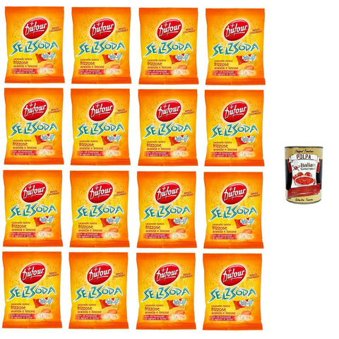 Elah Dufour Selz Soda Funkelnde Bonbons mit Orangen- und Zitronenfüllung 16 x 150 g Original italienisch inkl. Italian Gourmet Polpa 400g