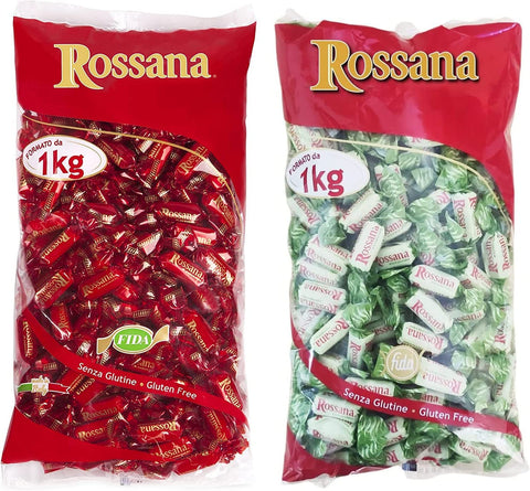 Italian Gourmet E.R. Frucht- & Kräuterbonbons Rossana Maxi Mix Original Bonbons + Pistazie [2 Beutel mit je 1 kg] - Insgesamt 2 kg 8006150001333
