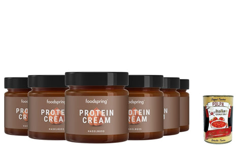 Italian Gourmet E.R. Fruchtaufstrich Protein Cream, 6x 200g, Schokocreme mit hohem Proteingehalt bei 85% weniger Zucker + Italian Gourmet polpa 400g 8032804040014