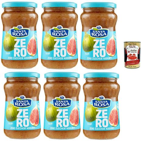 Italian Gourmet E.R. Fruchtaufstrich Santa Rosa Zero Confettura di fichi, Feigen Marmelade Jam Ohne Zuckerzusatz, Frei von Konservierungsstoffen, Jam Figs, 6x 300g Glas + Italian Gourmet Polpa 400g 8032804040014