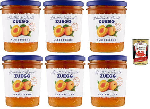 Italian Gourmet E.R. Fruchtaufstrich Zuegg, Confettura Extra di Albicocche, Aprikosen marmelade, apricot jam, 6x 320g + Italian Gourmet polpa 400g 8032804040014