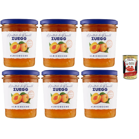 Zuegg Confettura Extra di Albicocche, Aprikosen marmelade, apricot jam, 6x 320g Original italienisch inkl. Italian Gourmet Polpa 400g