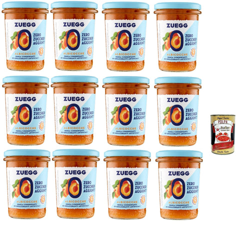 Italian Gourmet E.R. Fruchtaufstrich Zuegg zero zuccheri Aprikosen Konfitüre marmelade jam Zuckerfrei, 12x 220g + Italian Gourmet Polpa 400g + Italian Gourmet polpa 400g 8032804040014