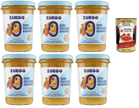 Italian Gourmet E.R. Fruchtaufstrich Zuegg zero zuccheri Arance Marmelade Orangen Konfitüre jam Zuckerfrei, 6x 220g + Italian Gourmet polpa 400g 8032804040014