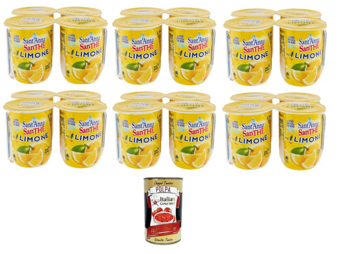 Italian Gourmet E.R. Früchtetee Sant’Anna SanThè Limone Zitronentee Mit echtem Aufguss von schwarzem Tee in Sant'anna-Wasser 24 x 200 ml+Italian Gourmet polpa 400g 8032804040014