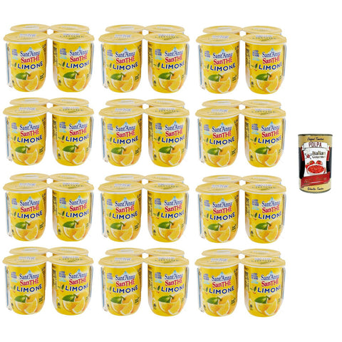Sant'anna SanThè Limone Zitronentee Mit echtem Aufguss von schwarzem Tee in Sant'anna-Wasser 48 x 200 ml Original italienisch inkl. Italian Gourmet Polpa 400g