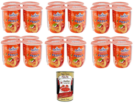 Italian Gourmet E.R. Früchtetee Sant'Anna SanThè -Pfirsich-Tee Mit echtem Schwarztee-Aufguss in Sant'Anna-Wasser 24 x 200 ml + Italian Gourmet polpa 400g 8032804040014
