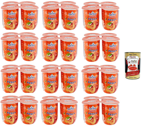 Italian Gourmet E.R. Früchtetee Sant'Anna SanThè -Pfirsich-Tee Mit echtem Schwarztee-Aufguss in Sant'Anna-Wasser 48 x 200 ml + Italian Gourmet polpa 400g 8032804040014