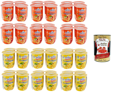 Italian Gourmet E.R. Früchtetee Sant'Anna testpaket SanThè Zitronen-Pfirsich-Tee Mit echtem Schwarztee-Aufguss in Sant'Anna-Wasser 48 x 200 ml + Italian Gourmet polpa 400g 8032804040014